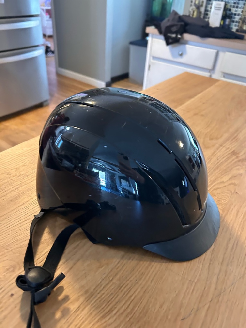 Troxel Glossy Black Riding Helmet with adjustable Chin Strap
